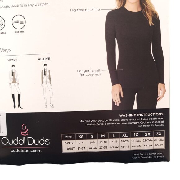 Cuddl Duds Womens Long Sleeve Crew Ultra-Soft Modal Stretch Layer L Green Plaid - Picture 7 of 10